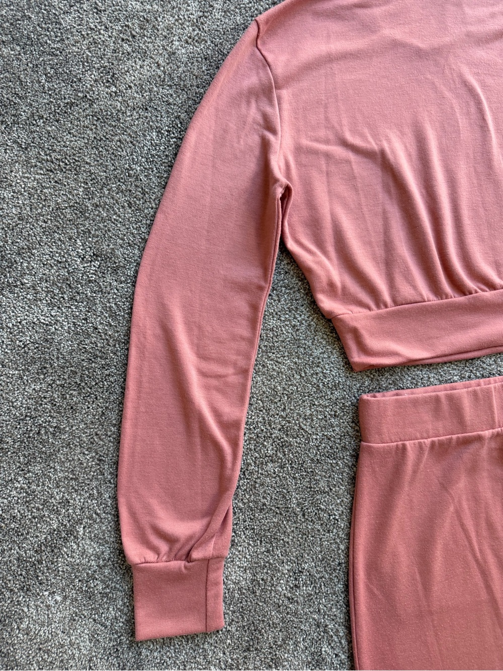 Lulu's Dusty Rose Gold Pink Cropped Hooded Sweatshirt & Midi Skirt Set Size XS - Picture 11 of 15